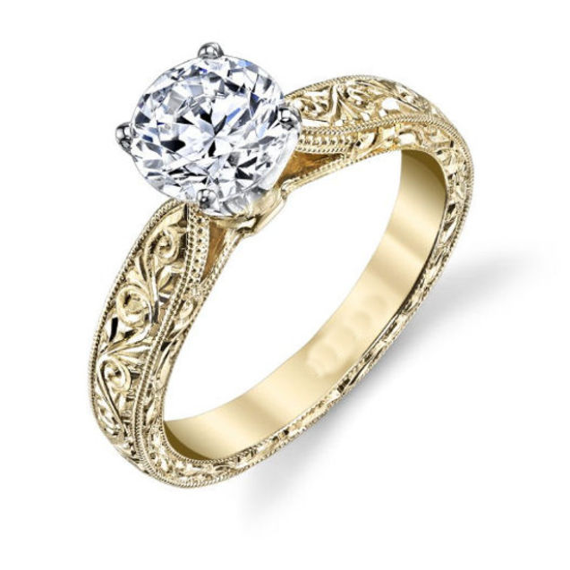 Vintage Diamond Engagement Ring 14Kt Yellow Gold